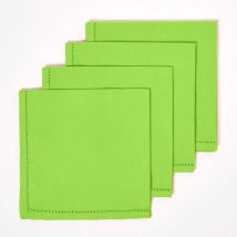 Lot de 4 serviettes de table en coton, Citron vert - Homescapes