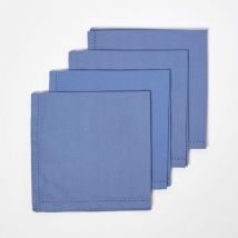 Lot de 4 serviettes de table en coton, Bleu foncé - Homescapes