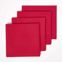 Serviettes de table Noël en coton, Lot de 4, Rouge - Homescapes