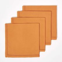 Lot de 4 serviettes de table en coton, Orange - Homescapes