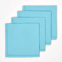 HOMESCAPES Lot de 4 serviettes de table en coton, Bleu