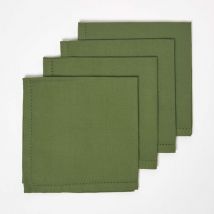 Lot de 4 serviettes de table en coton, Vert foncé - Homescapes