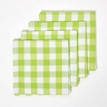 Lot de 4 serviettes de table à grands carreaux vichy en coton, Vert - Homescapes