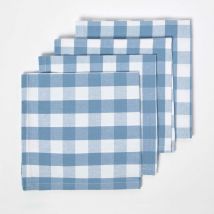 Lot de 4 serviettes de table à grands carreaux vichy en coton, Bleu - Homescapes