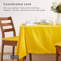 Nappe de table rectangulaire en coton unie Jaune - 137 x 228 cm - Homescapes