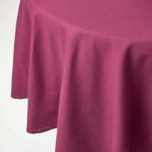 Nappe de table ronde en coton unie Prune - 178 cm - Homescapes