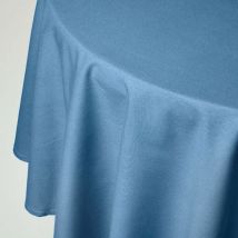 Nappe de table ronde en coton unie Bleu foncé - 178 cm - Homescapes