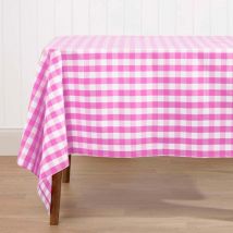 Nappe de table à grands carreaux vichy en coton Rose, 137 x 228 cm - Homescapes