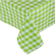 HOMESCAPES Green Block Check Cotton Gingham Tablecloth, 137 x 137 cm
