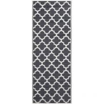 Outdoor-Teppich Nola aus Polpropylen mit schwarz-weißem Muster, 75 x 200 cm - Homescapes