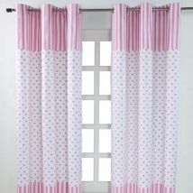 Paire de rideaux à œillets - imprimé Coeurs Rose 137x228m - Homescapes