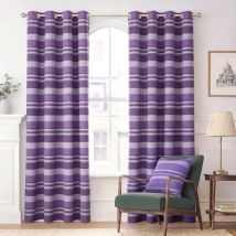 Paire de rideaux à œillets - Morocco Rayures - Mauve 167 x 228 cm - Homescapes