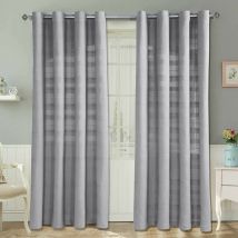 Paire de rideaux à œillets en coton - Rajput - Gris Argent - 167 x 228 cm - Homescapes