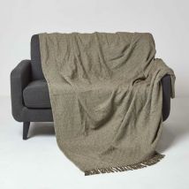 Plaid marron en coton Malda à franges, 225 x 255 cm - Homescapes