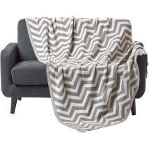 Plaid gris en coton à motif chevron, 150 x 200 cm - Homescapes