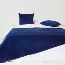 Plaid Bleu marine en velours, 150 x 200 cm - Homescapes