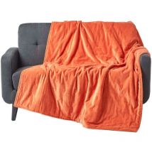 Homescapes - Plaid en velours capitonné Orange, 150 x 200 cm