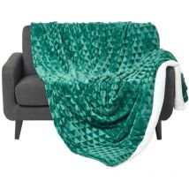 Plaid polaire Vert et revers sherpa, 160 x 200 cm - Homescapes
