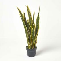 Plante artificielle Langue de belle-mère panachée en pot, 74 cm - Homescapes