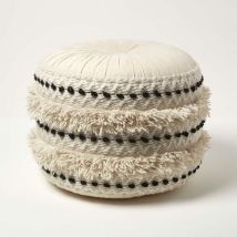Homescapes - Pouf bohème Sahara noir et blanc
