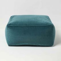 Homescapes - Pouf carré en velours Vert émeraude