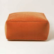 Homescapes - Pouf carré en velours Orange