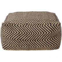 Homescapes - Pouf en Jute Motifs Chevrons Coloris Noir 60 x 60 cm