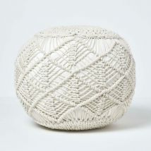 Homescapes - Pouf tressé en macramé écru, 35 x 40 cm