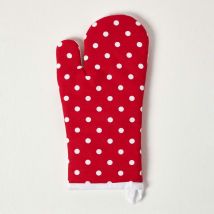 Red Polk Dot Cotton Oven Glove - Homescapes
