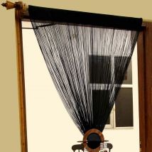 Rideau de fils Noir 100% Polyester - Homescapes