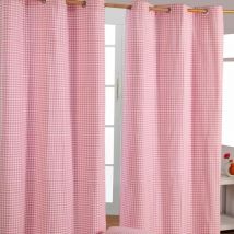 Rideaux Vichy Rose à œillets 100% coton 117 x 137 cm - Homescapes