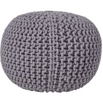 Runder Strickpouf 100% Baumwolle, Grau - Homescapes
