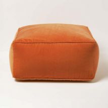 Samt Sitzpouf orange – Sitzsack eckig, 60x60x27 cm - Homescapes