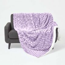 Homescapes Kuschelige Samtdecke Mit Dreiecksmuster – Sherpa-decke Lavendel-lila, 200 X 230 Cm