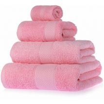 HOMESCAPES Serviette 100% Coton - Rose - Lot 4 serviettes