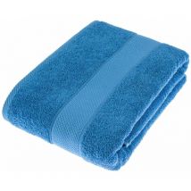 HOMESCAPES Serviette 100% Coton - Bleu de Cobalt - 100 x 150 cm