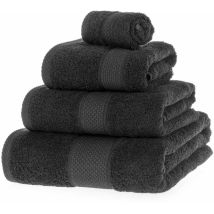 Serviette 100% Coton - Noir - Lot 4 serviettes - Homescapes