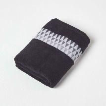 Serviette de toilette en coton noir à motif géométrique, 50 x 90 cm - Homescapes