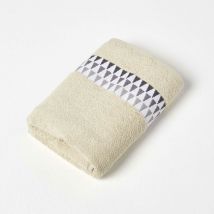Serviette de toilette en coton beige à motif géométrique, 50 x 90 cm - Homescapes