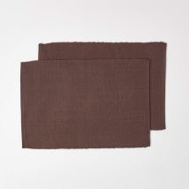 HOMESCAPES Set de table en coton Lot de 2, Chocolat