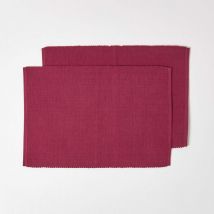HOMESCAPES Set de table en coton Lot de 2, Prune