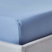 Homescapes - Luxus Spannbettlaken 140x190 Cm Blau Satin-spannbetttuch 100% Ägyptische Baumwolle Bettlaken Mit Gummizug Fadendichte 1000