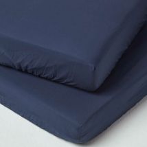 Spannbettlaken Kinderbett 60 x 120 cm, Fadendichte 200, 2er Set, dunkelblau - Homescapes