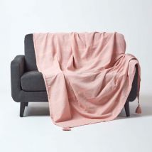 Homescapes - Tagesdecke Rajput, 100% Baumwolle, rosa, 255 x 360 cm