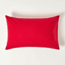 Taie d'Oreiller en coton égyptien Rouge - 200 fils - Homescapes