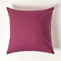 Taie d'oreiller unie en coton égyptien 200 fils Prune, 60 x 60 cm - Homescapes
