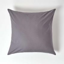 Taie d'oreiller Gris foncé 100% coton Egyptien 200 fils 80 x 80 cm - Homescapes