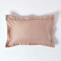Taie d'oreiller volant plat en coton égyptien 1000 fils coloris beige taupe 50 x 75 cm - Homescapes