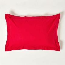 Taie d'oreiller rectangulaire coton égyptien 200 fils coloris rouge 50 x 75 cm - Homescapes
