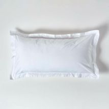 Taie d'Oreiller rectangulaire coton égyptien Blanc 200 fils - 50x90cm - Homescapes